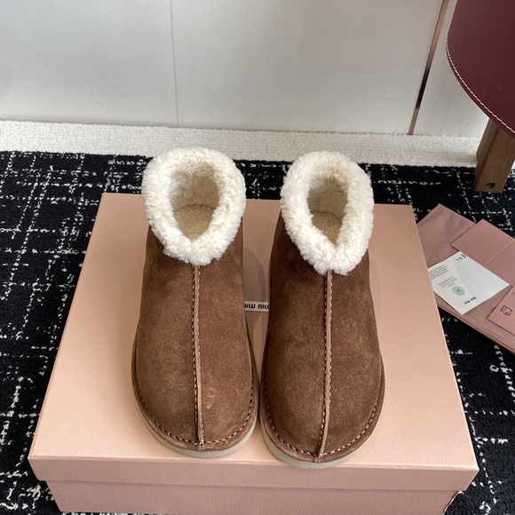 Miu Miu Shoes - Miu Miu Suede And Fur-Lined Ankle Boots